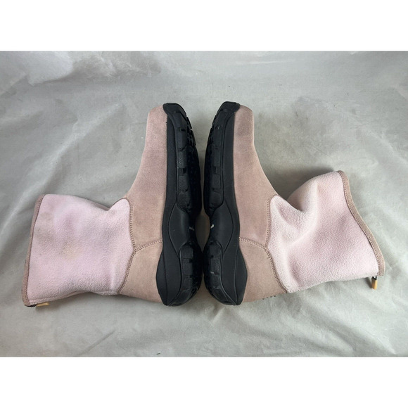 Lands End Pink Suede Winter Boots Fleece Lined Mid Calf Size 8.5 B Zip Closure - Picture 7 of 9